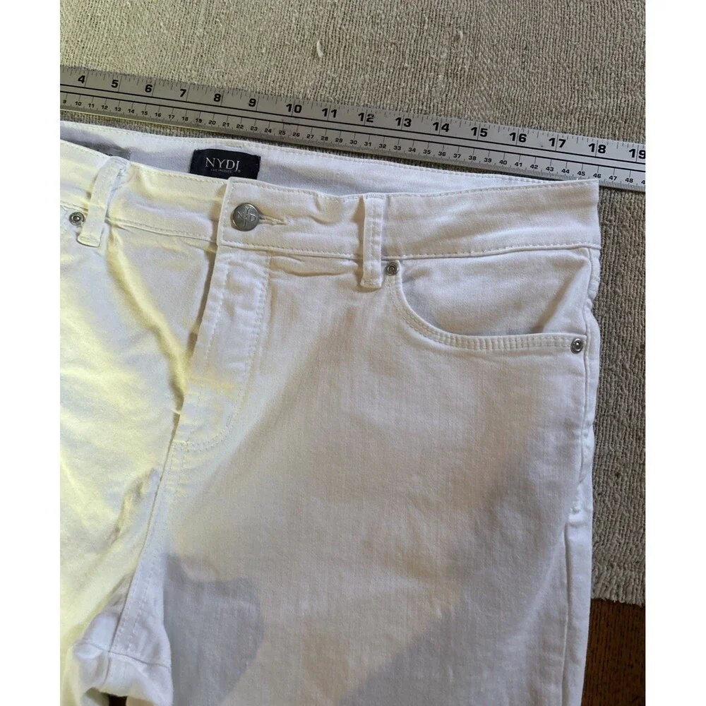 NYDJ Size 16 White Denim Jeans Marilyn Crop Lift Tuck Hi Rise Cuffed Stretch